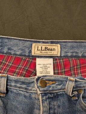 Vintage L.L. Bean Flannel Lined Relaxed Fit Mom Jeans Y2K